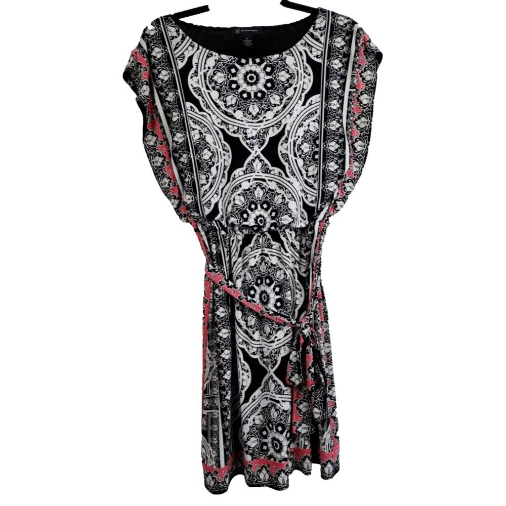 INC International Concepts Womens BOHO Dress Medium Black White Paisley Dolaman